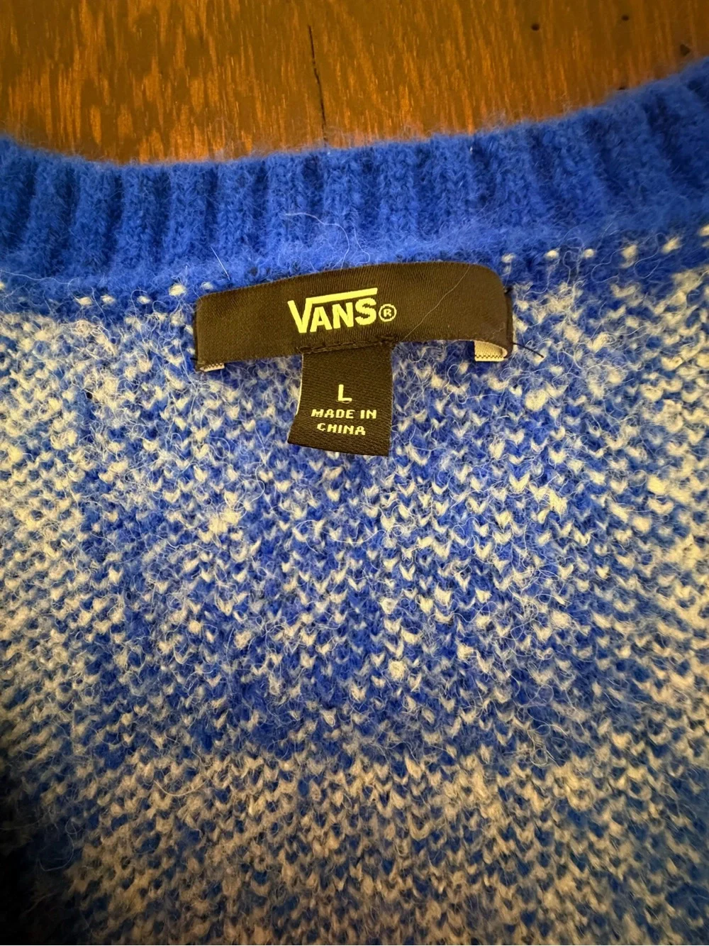 Vans Blue and White Checkerboard Cardigan Sweater with pockets size Large